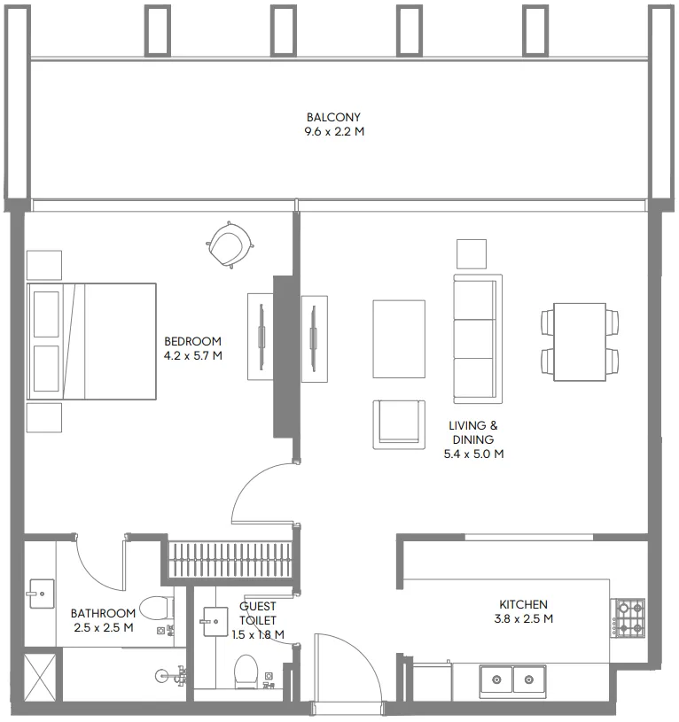 1 bedroom Apartments floor plan at Safa Parkview
