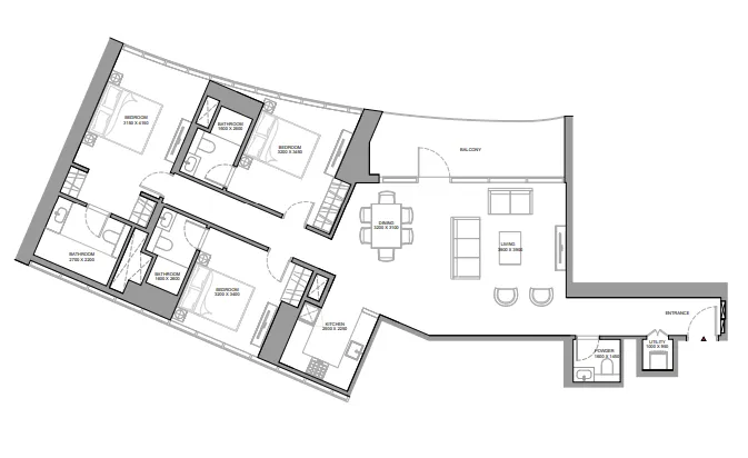 3 bedroom Apartments floor plan at Skyvue Stellar