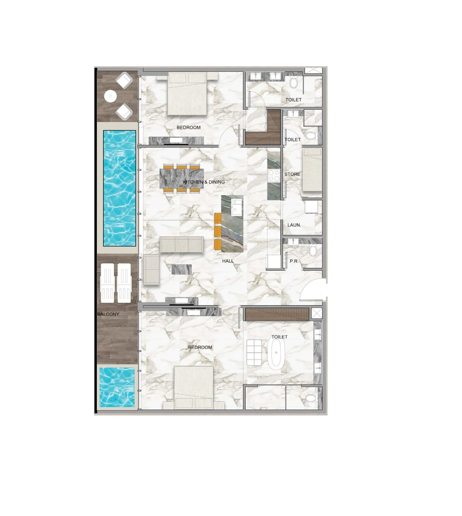 2 bedroom Apartments floor plan at Sky Vista