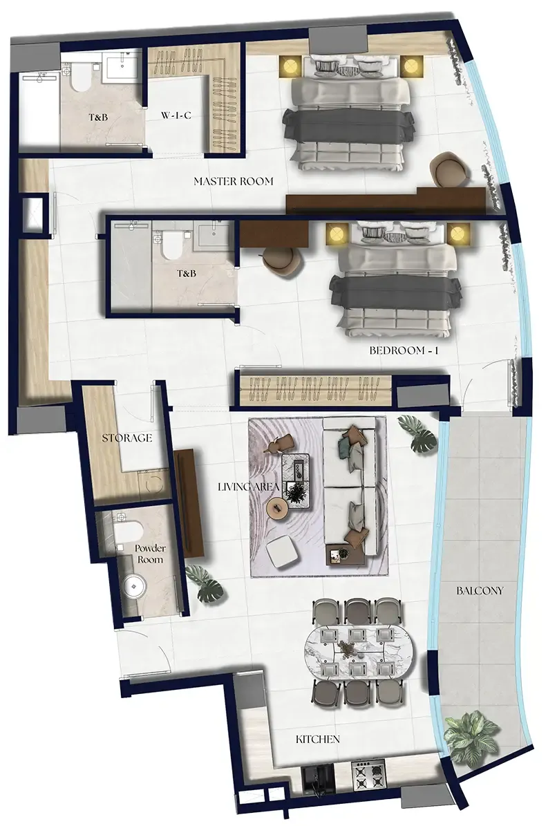 2 bedroom Apartments floor plan at Xenia Residence