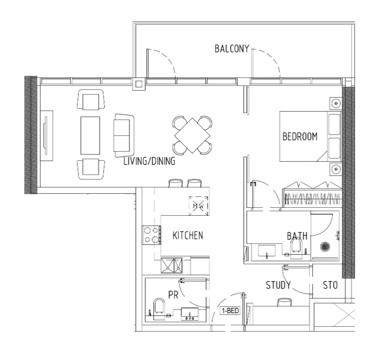 1 bedroom Apartments floor plan at Damac District