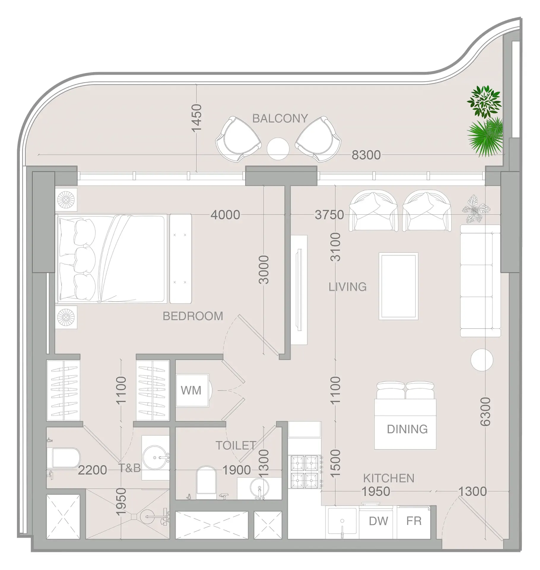 1 bedroom Apartments floor plan at ALTA V1EW