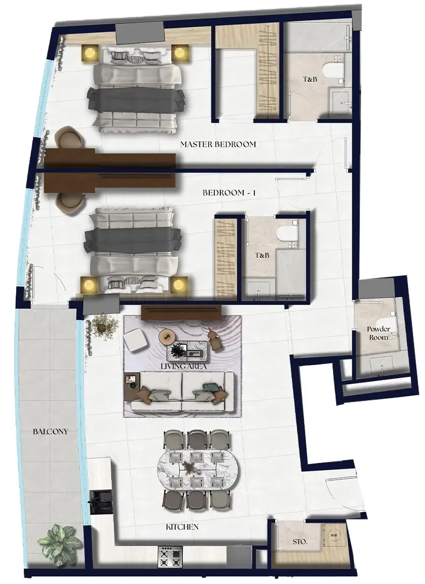 2 bedroom Apartments floor plan at Xenia Residence