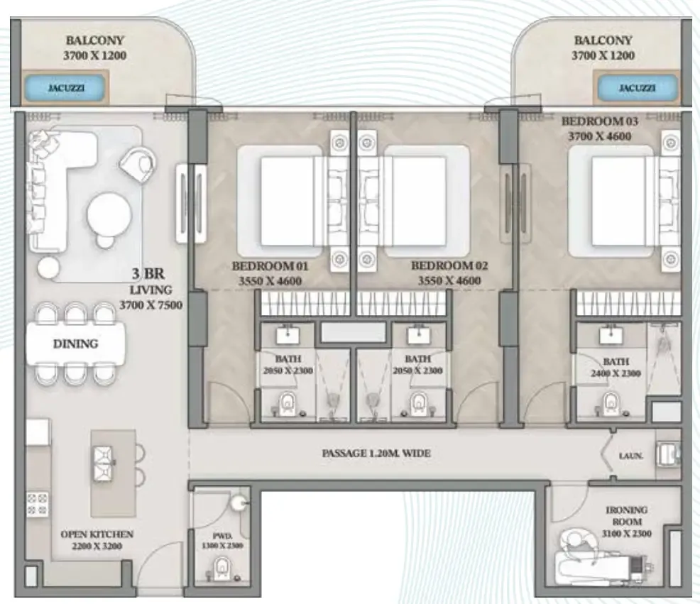 3.5 bedroom Apartments floor plan at Wellington Ocean Walk