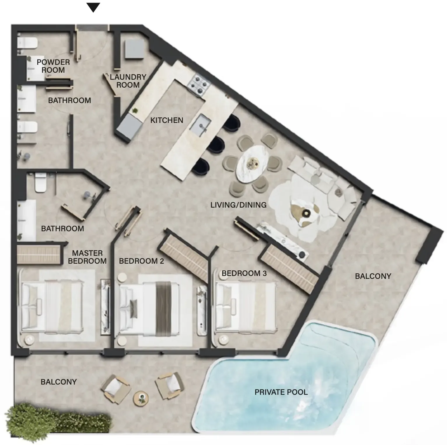 3 bedroom Apartments floor plan at Weybridge Gardens 4