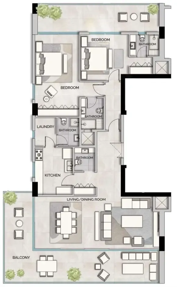 2 bedroom Apartments floor plan at Glam Residence