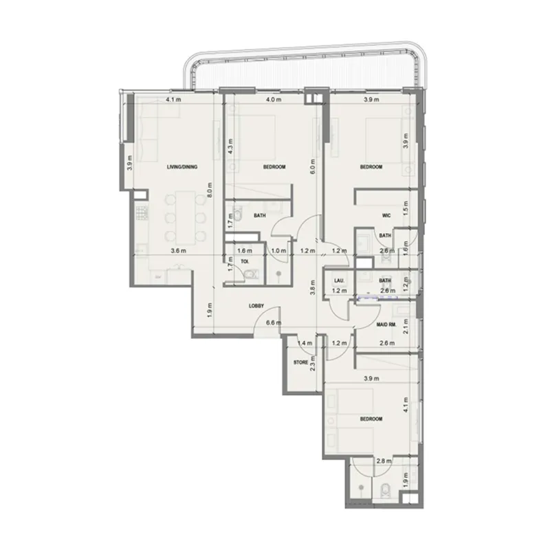 3 bedroom Apartments floor plan at Blue Marina Residence