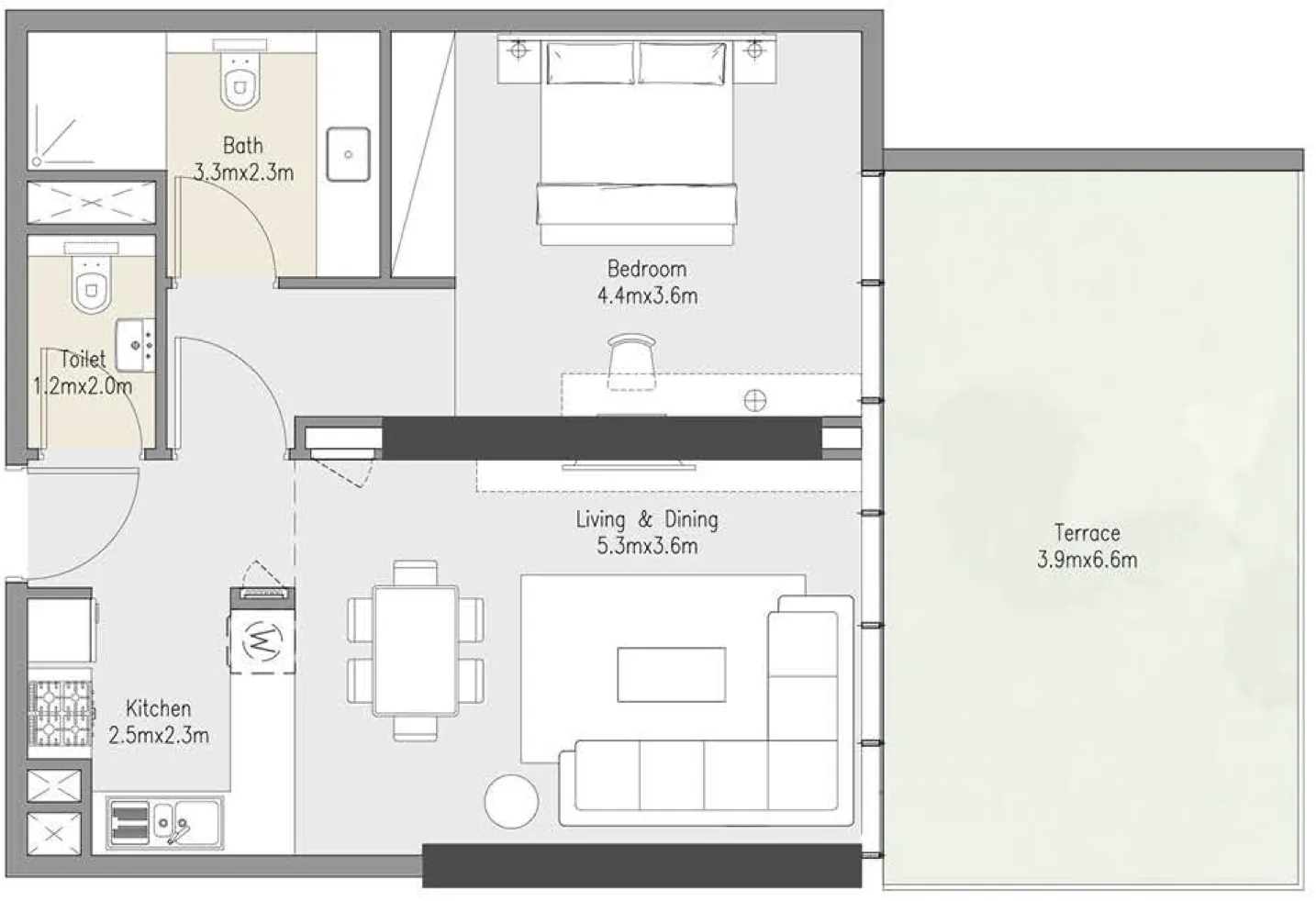 1 bedroom Apartments floor plan at Zenith Residences