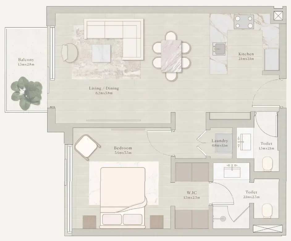 1 bedroom Apartments floor plan at Emerge Residences