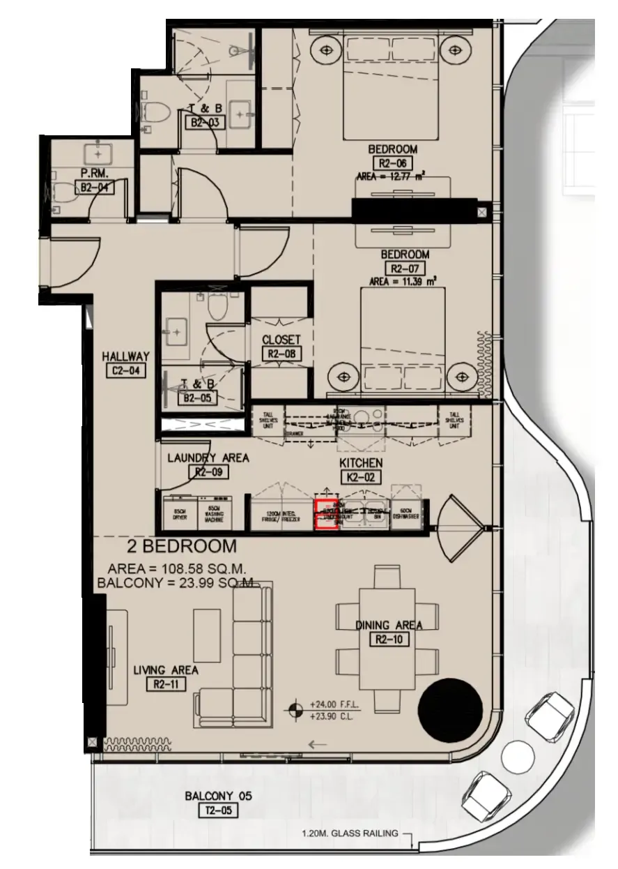 2 bedroom Apartments floor plan at Azha Millennium Residences