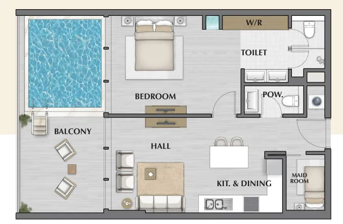 1 bedroom Apartments floor plan at Empire Estates