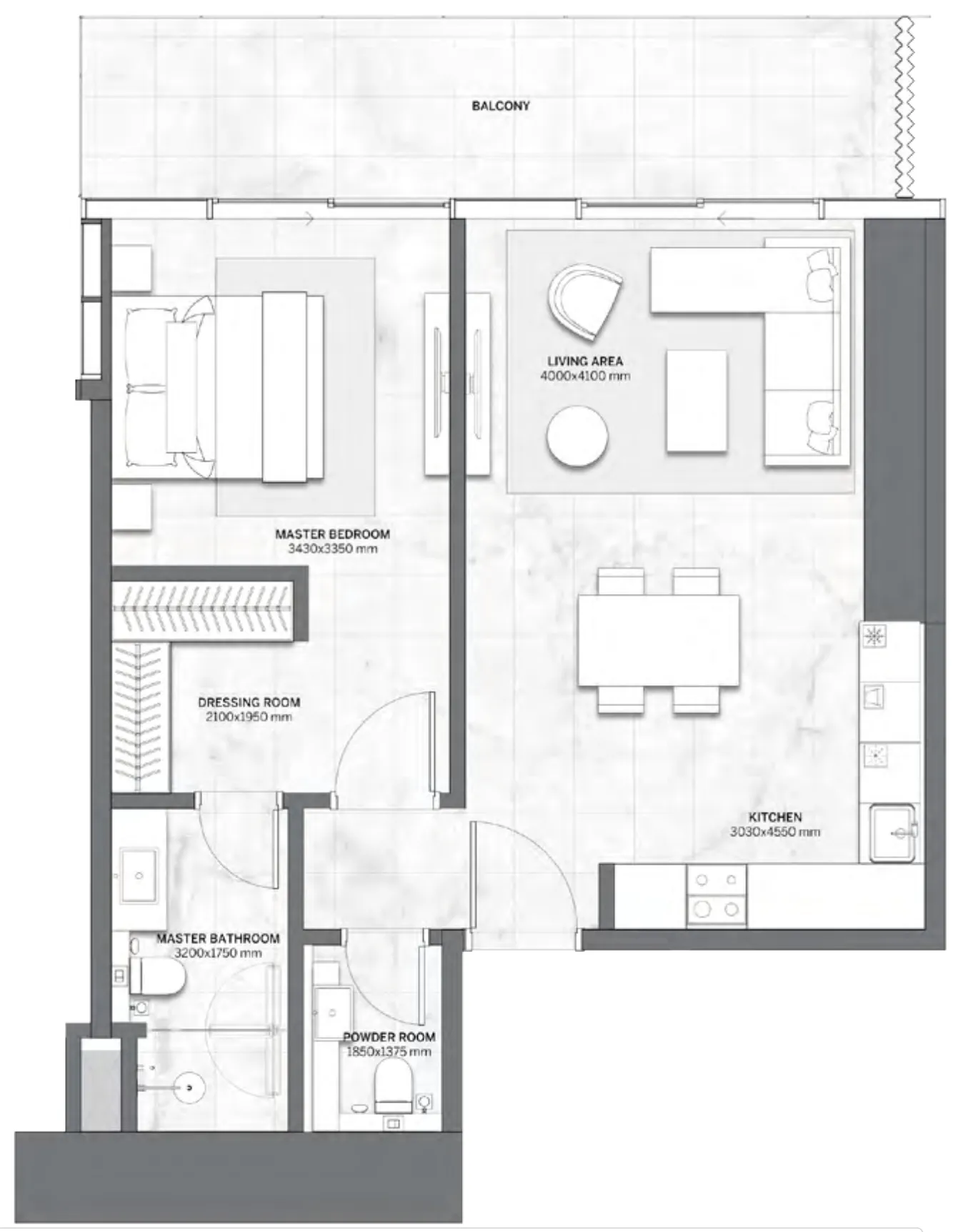 1 bedroom Apartments floor plan at Trump International Hotel and Tower