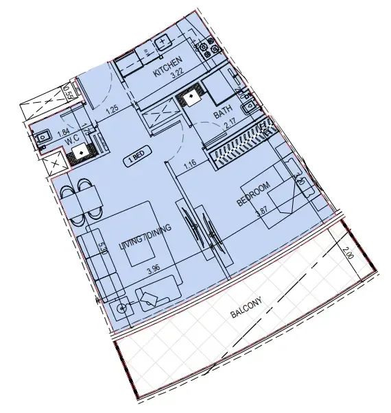 1 bedroom Apartments floor plan at Binghatti Sky Terraces