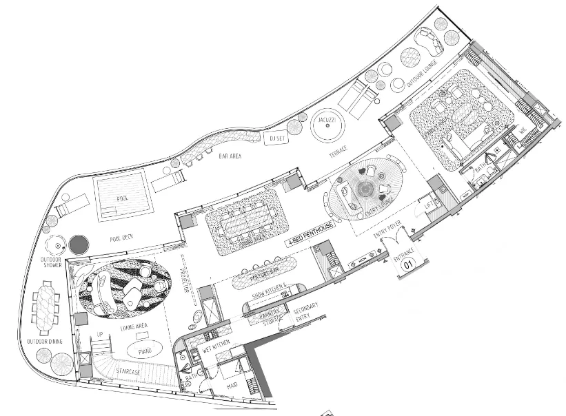 4 bedroom Penthouse floor plan at Damac Bay