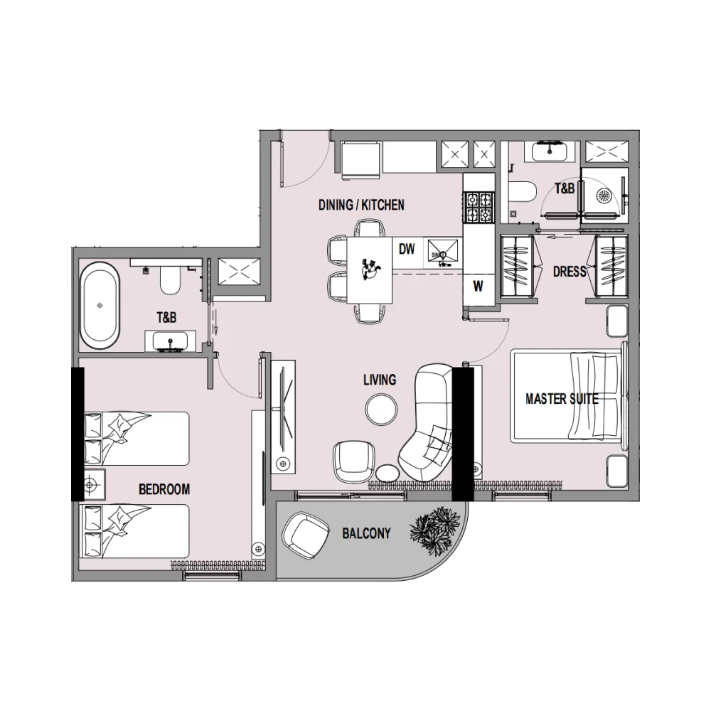2 bedroom Apartments floor plan at Verso