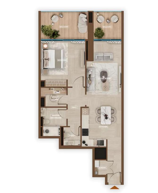 1.5 bedroom Apartments floor plan at Sky Hills Astra