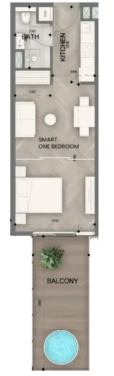 0 bedroom Apartments floor plan at Sky Line by Peace Homes