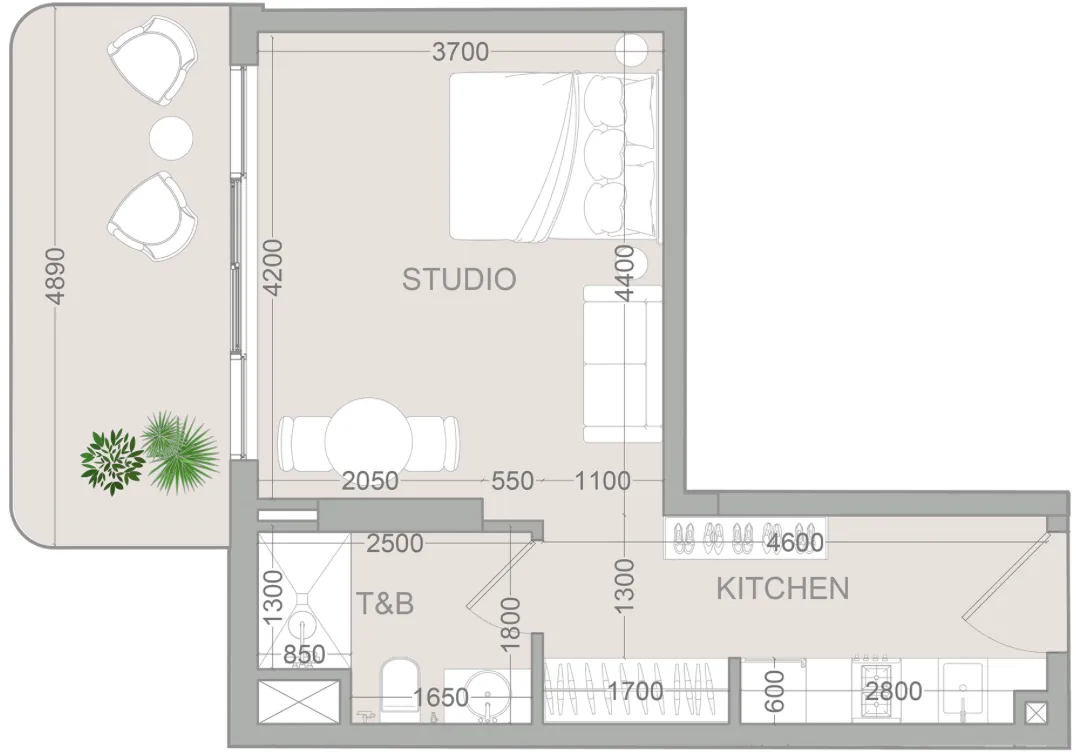 0 bedroom Apartments floor plan at TETR1S Tower