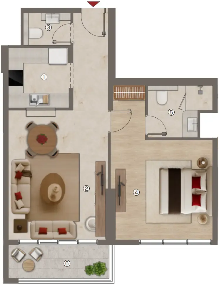 1 bedroom Apartments floor plan at Ramada Residences by Wyndham