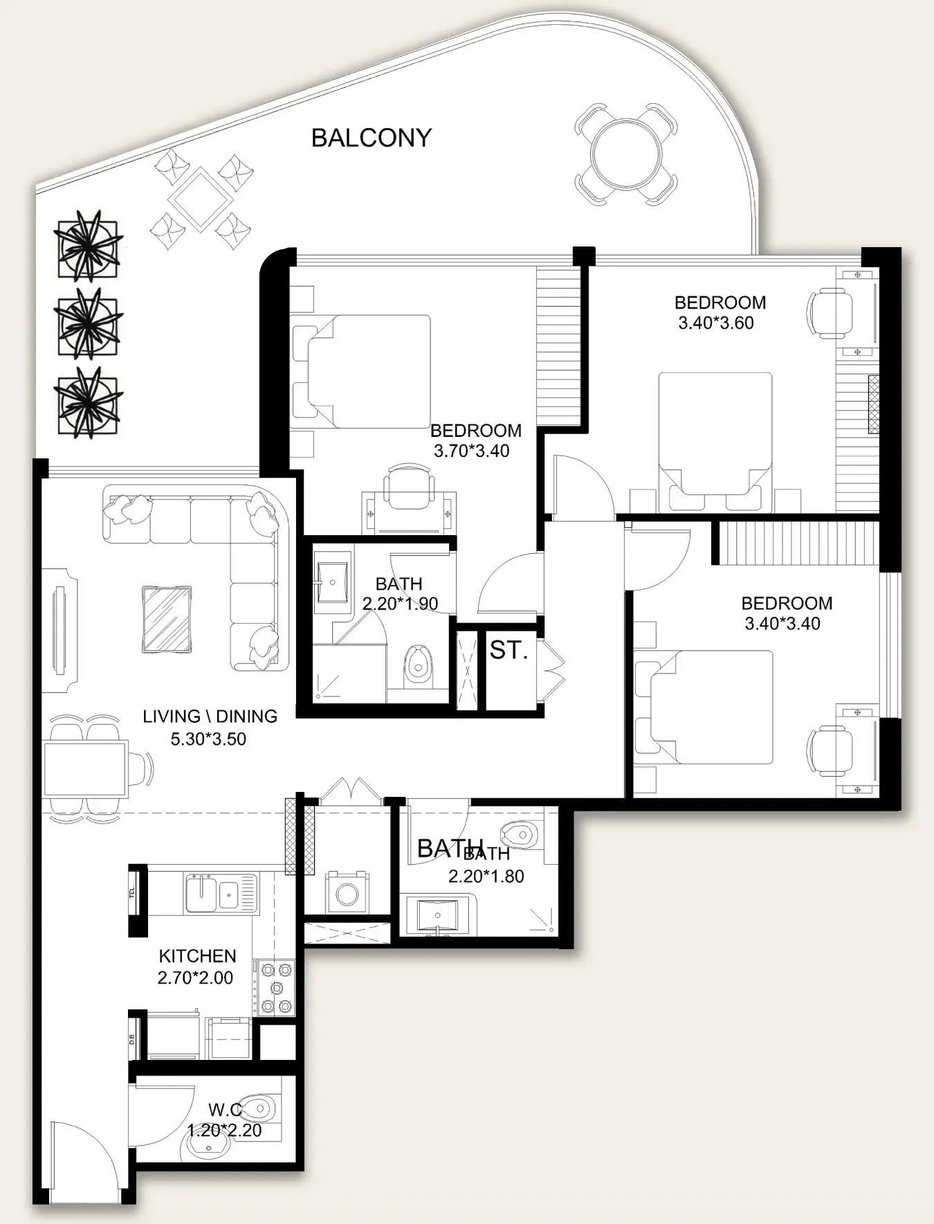 3 bedroom Apartments floor plan at X11