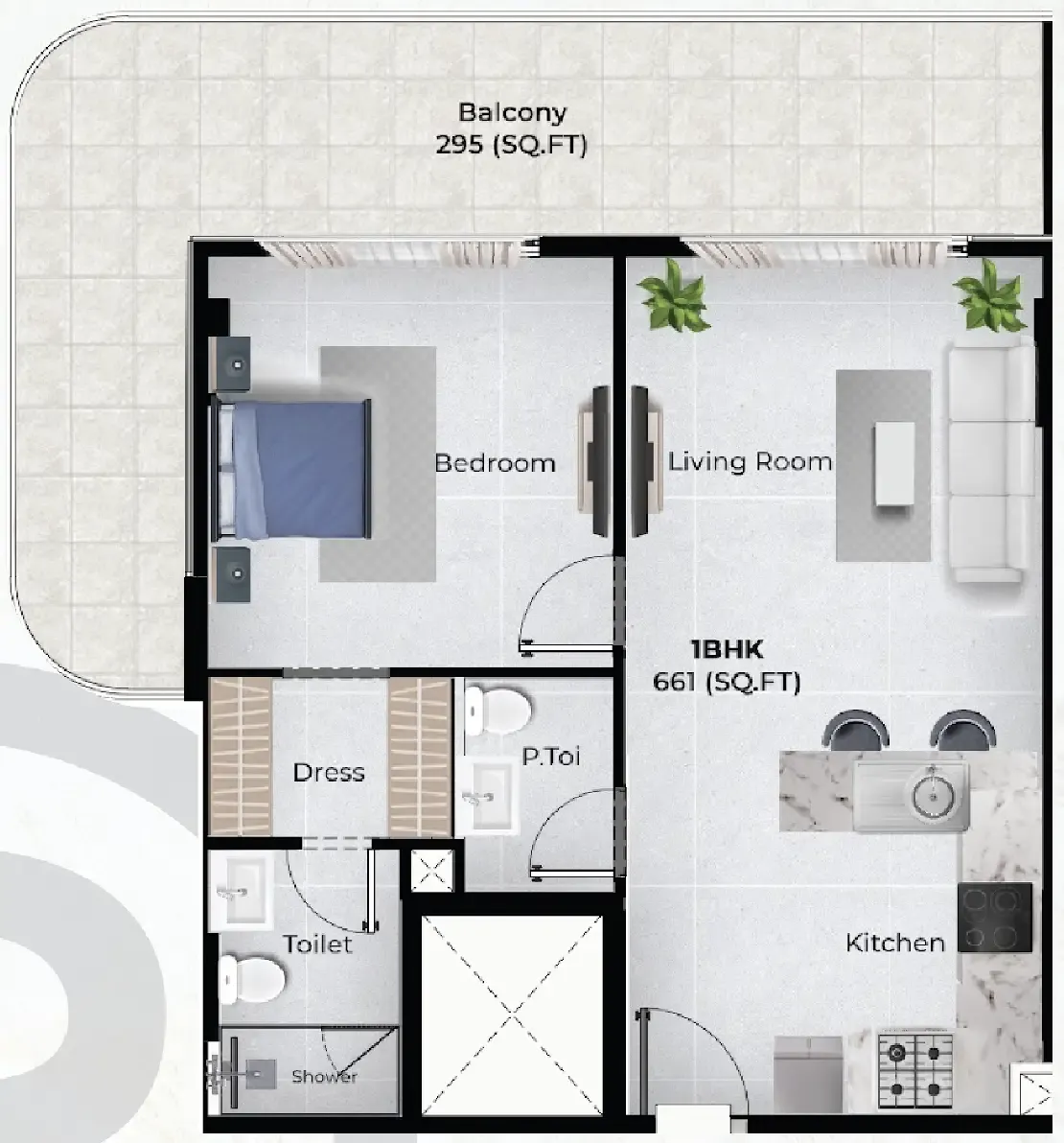 1 bedroom Apartments floor plan at Chapter 02 by Newbury