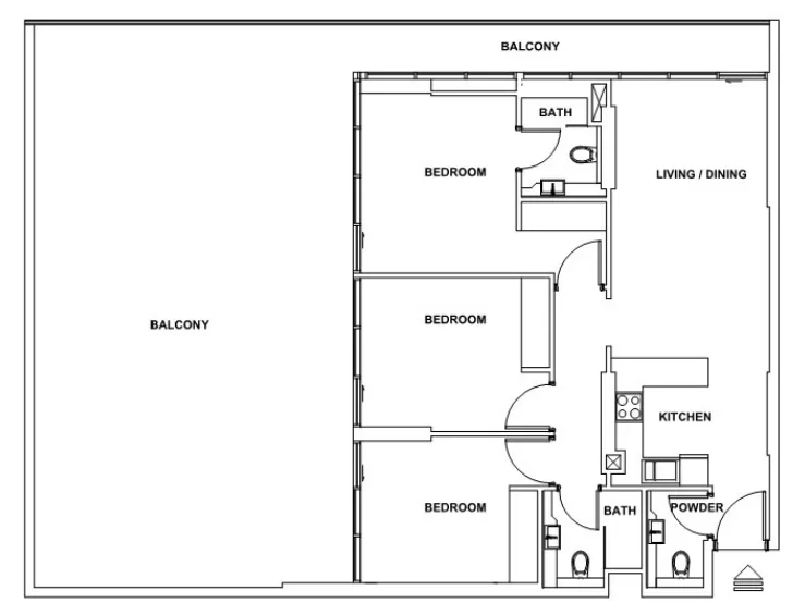 3 bedroom Apartments floor plan at Sparklz