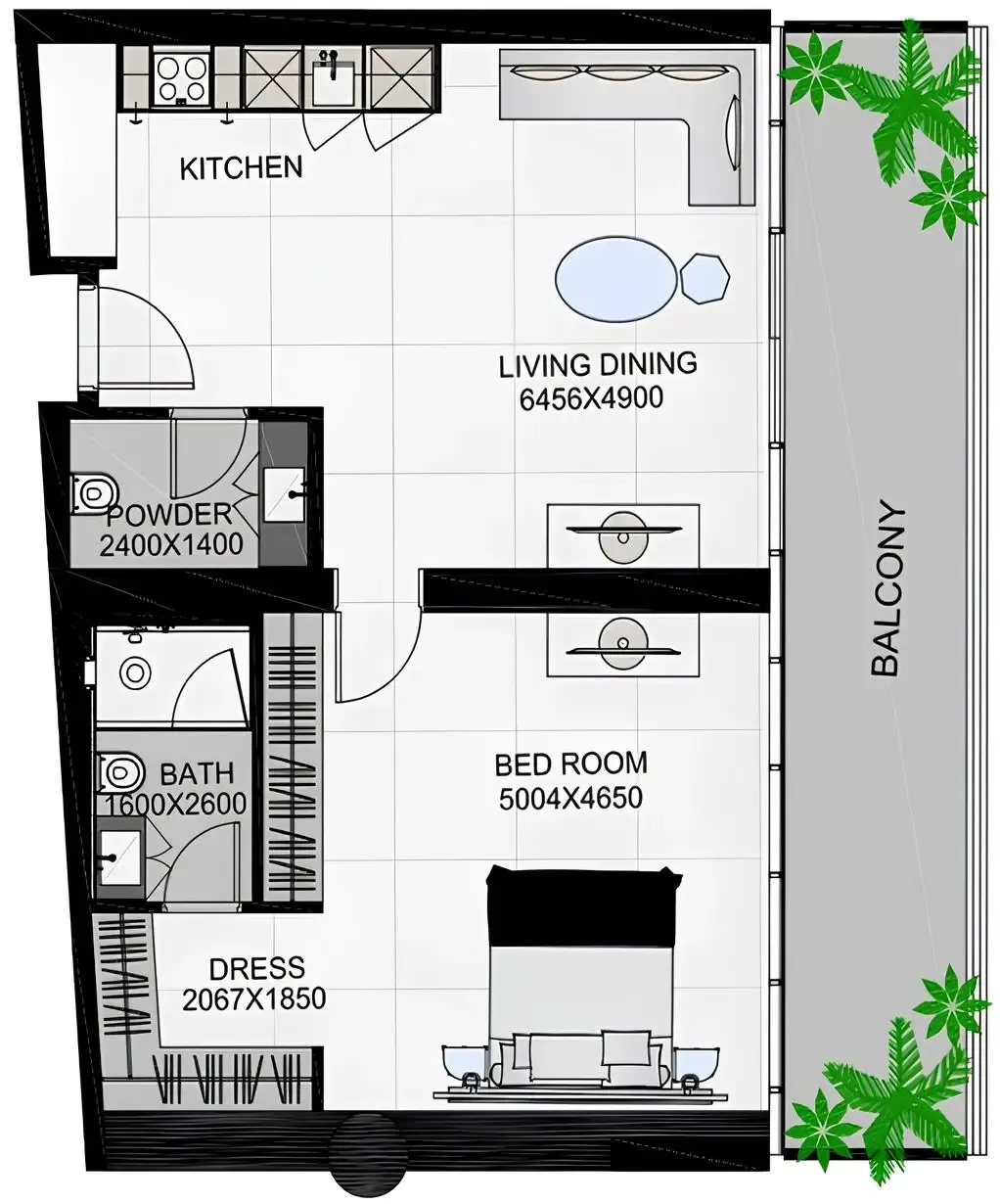 1 bedroom Apartments floor plan at The Community Sports Arena