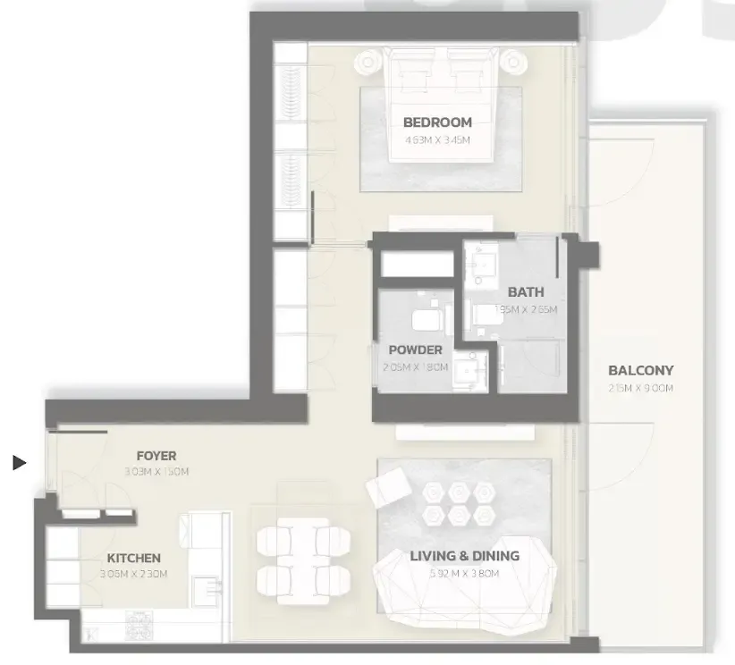 1 bedroom Apartments floor plan at Tonino Lamborghini Residences