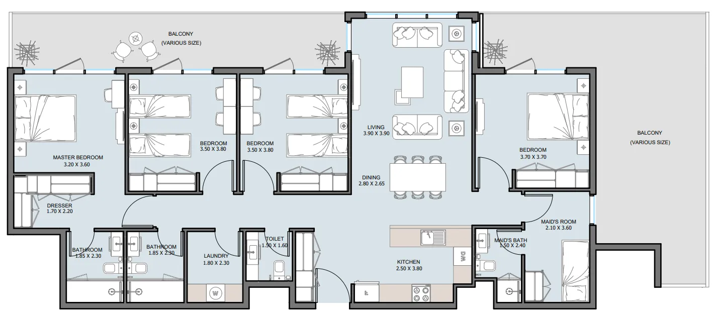 4 bedroom Penthouse floor plan at The District