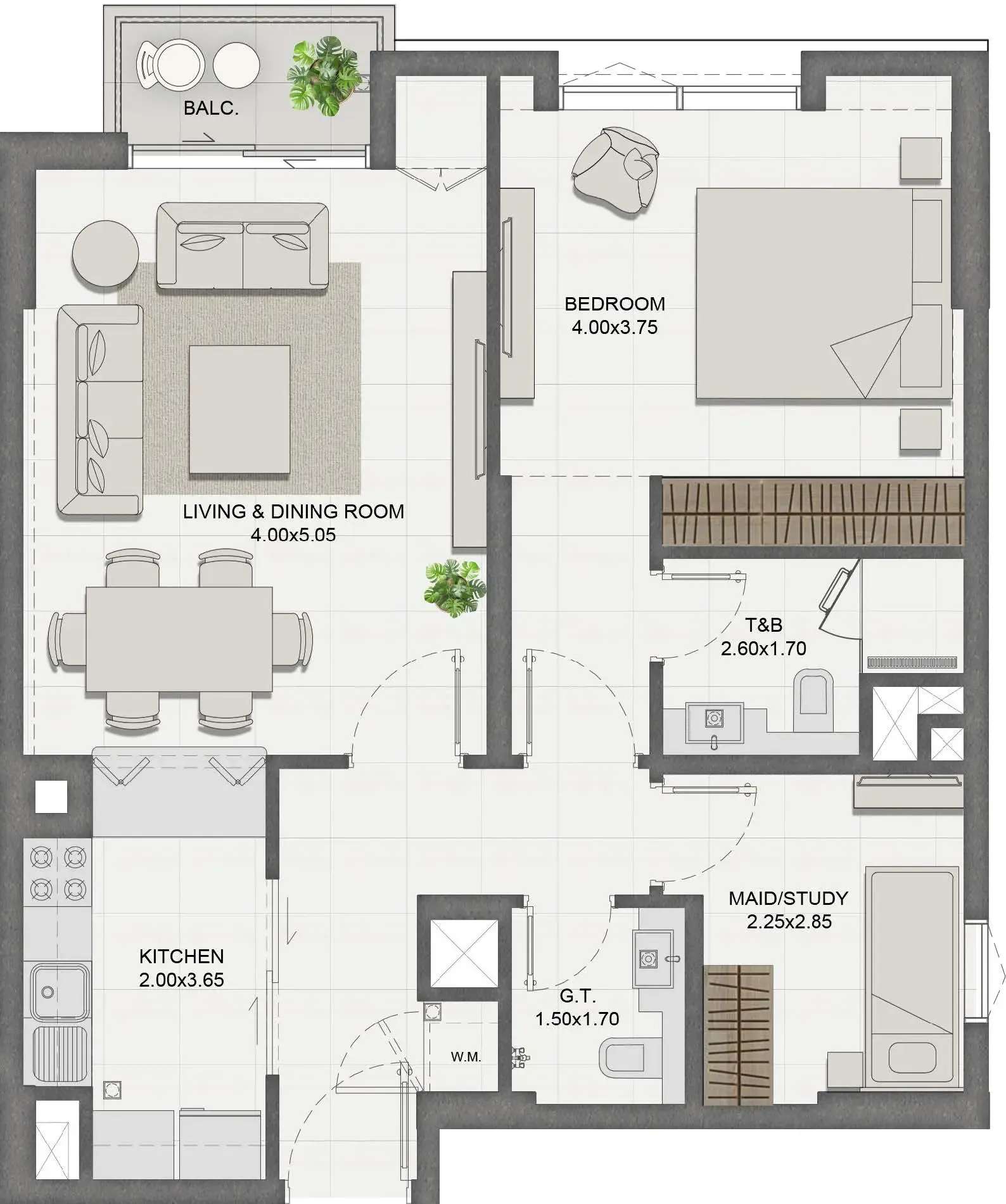 1.5 bedroom Apartments floor plan at Reeman Residence 01