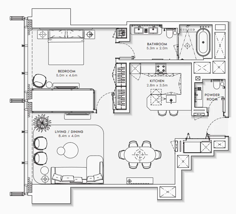 1 bedroom Apartments floor plan at Burj Azizi
