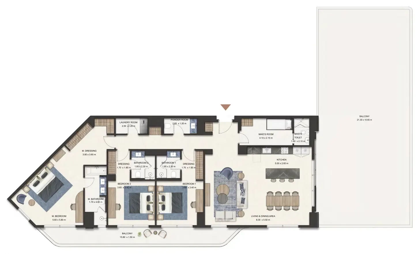 3.5 bedroom Penthouse floor plan at Seamont Autograph Collection Residences