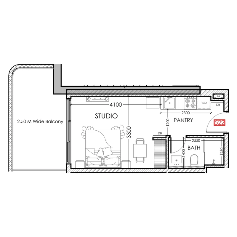 0 bedroom Apartments floor plan at Al Haseen Residences 5