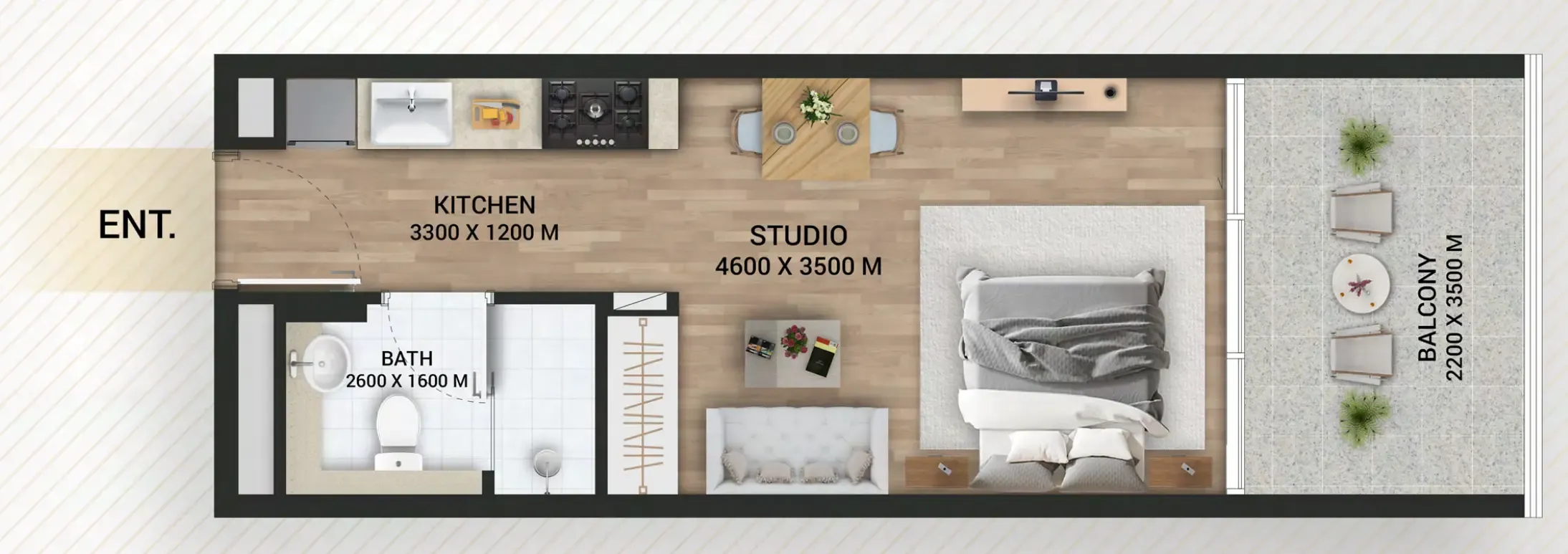 0 bedroom Apartments floor plan at Empire Lake Views