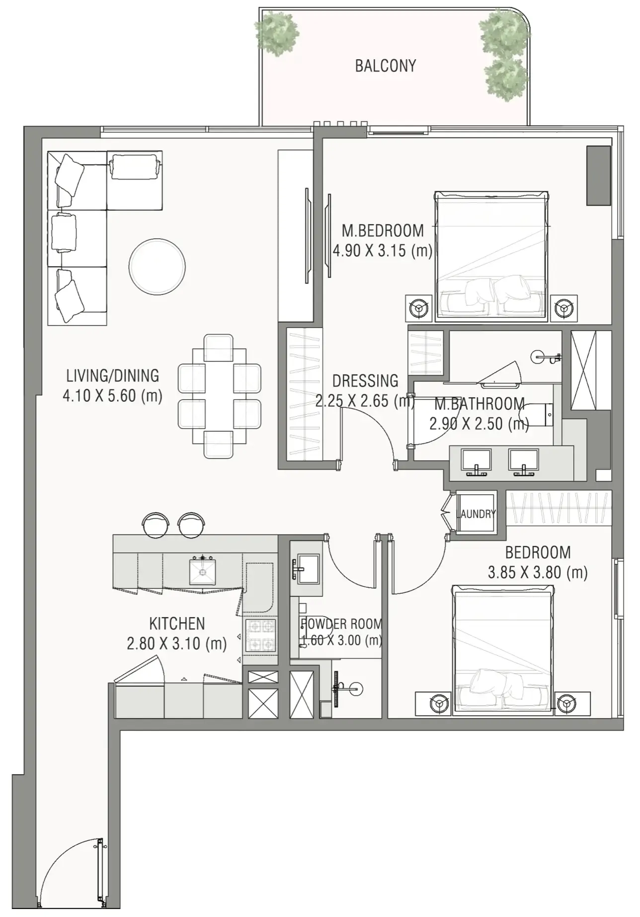 2 bedroom Apartments floor plan at Ayamore Residence