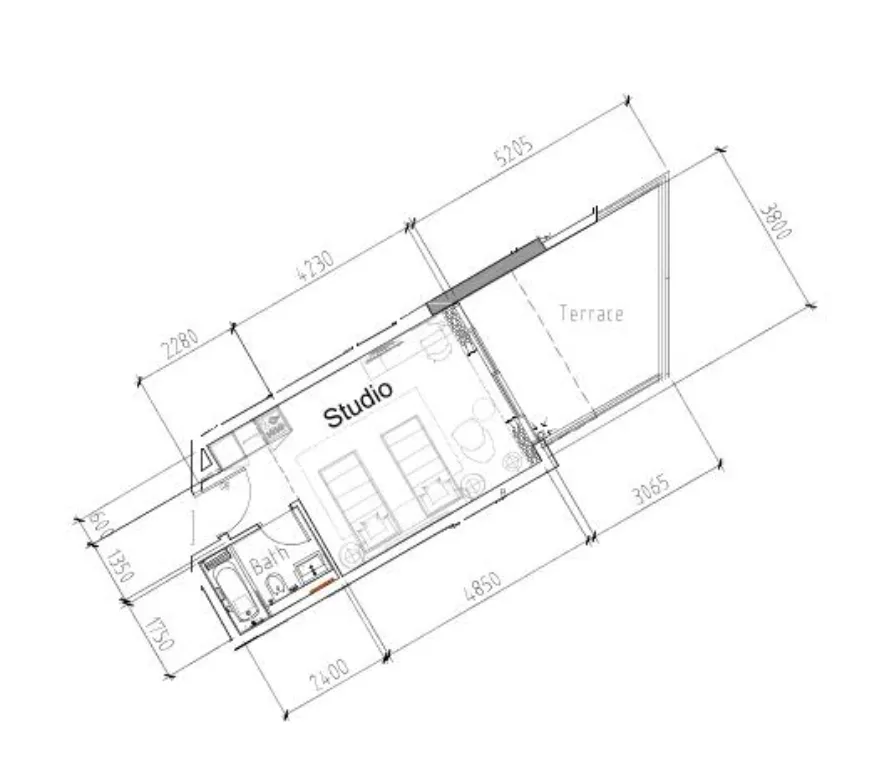 0 bedroom Apartments floor plan at Damac Hills 2 - Hotel Edge by Rotana