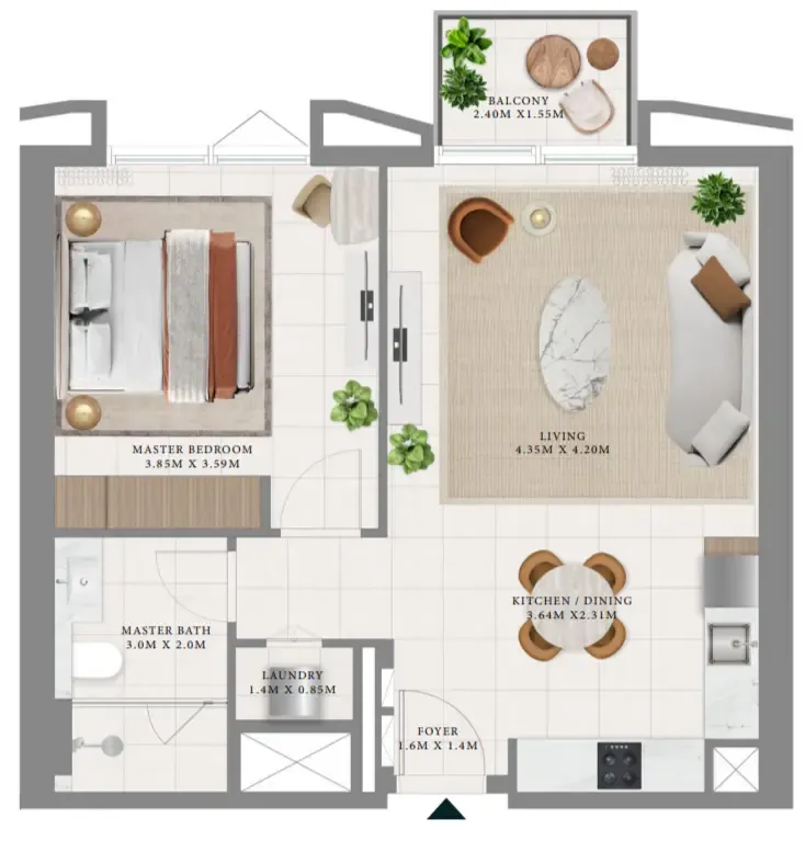 1 bedroom Apartments floor plan at Hillsedge