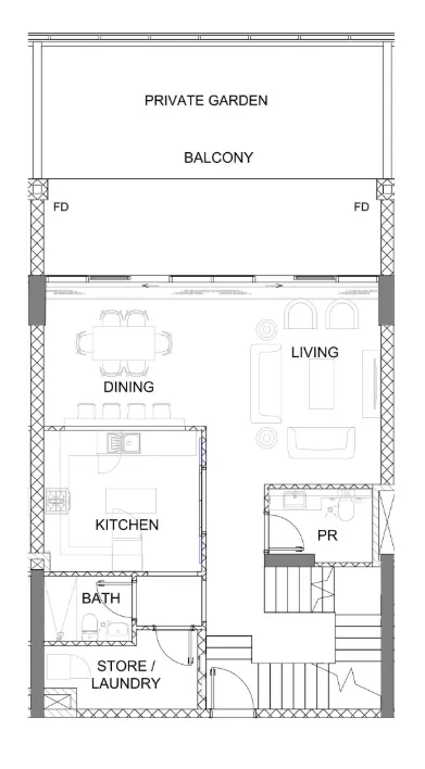 2 bedroom Townhouse floor plan at Golf Greens