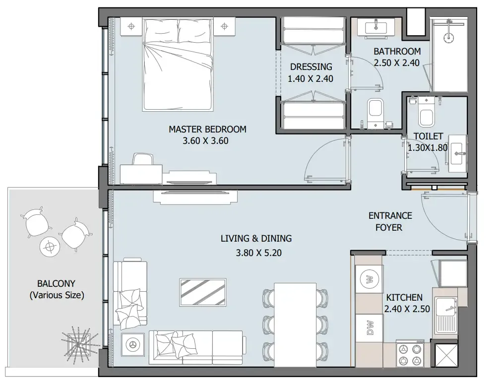 1 bedroom Apartments floor plan at Oceana