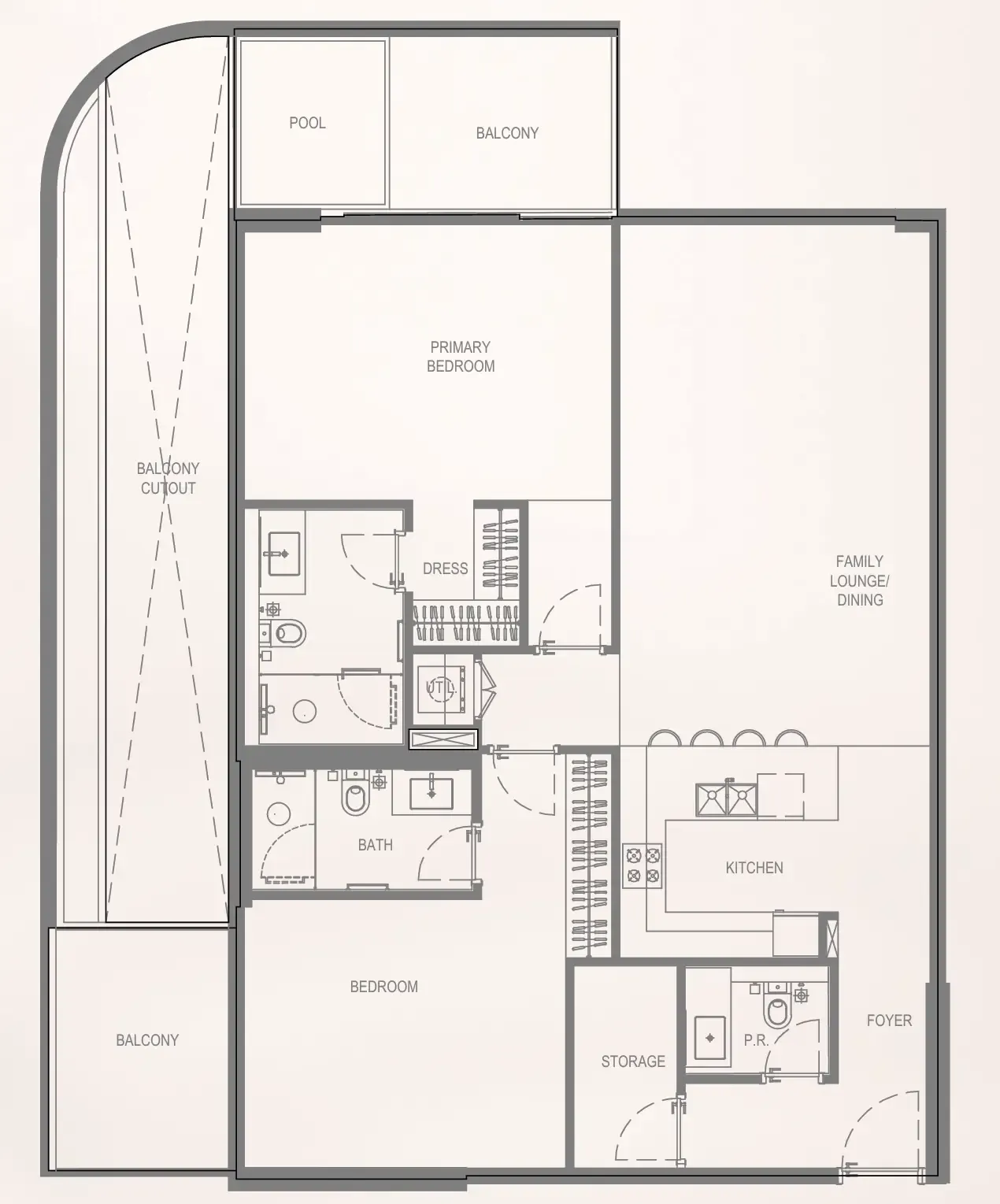 2 bedroom Apartments floor plan at Bayview Boulevard