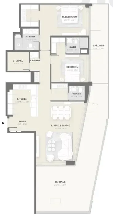 2 bedroom Apartments floor plan at Tonino Lamborghini Residences