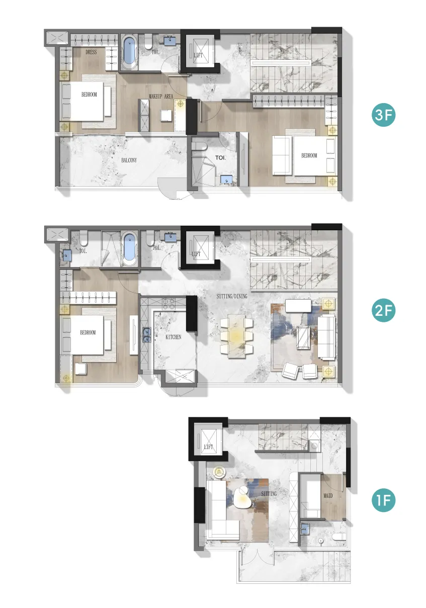 3 bedroom Townhouse floor plan at Stamn Nautis Residences