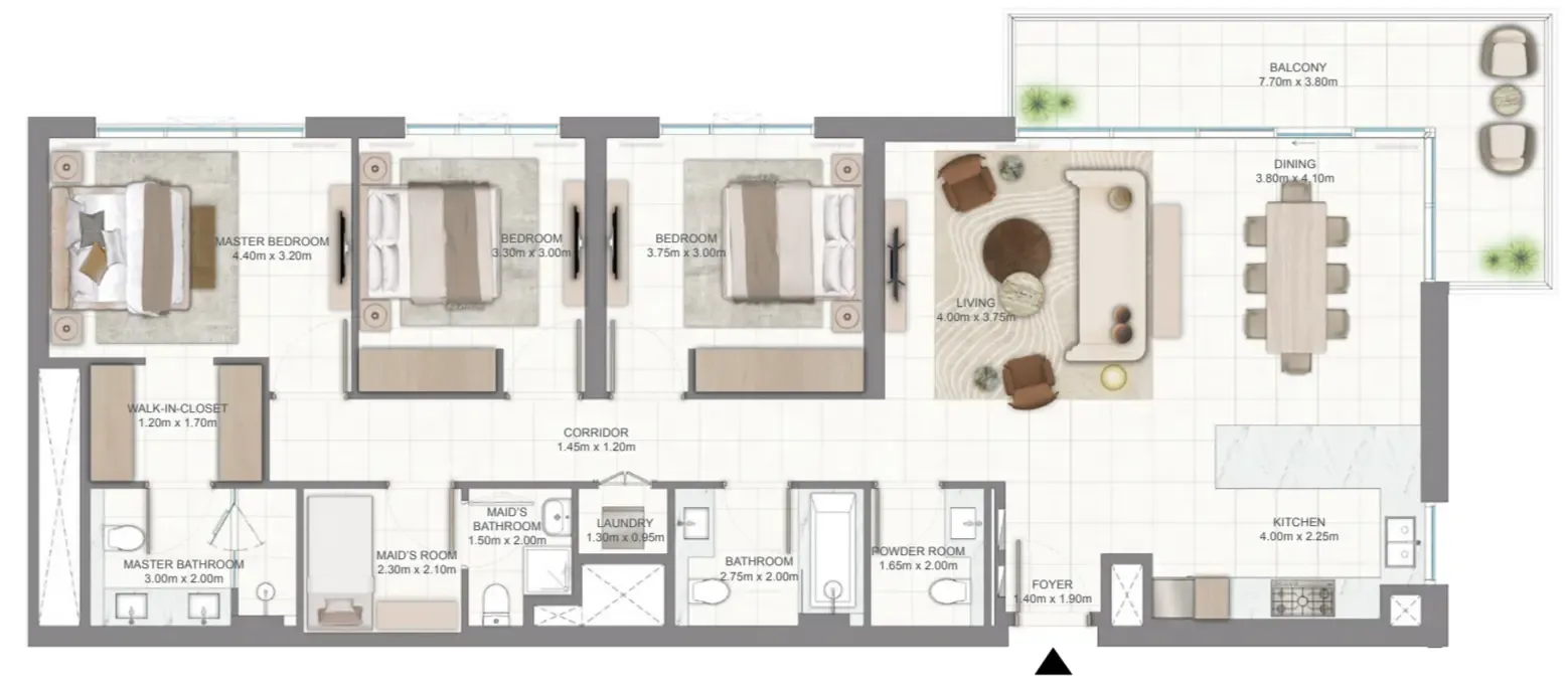 3 bedroom Apartments floor plan at Golf Vale