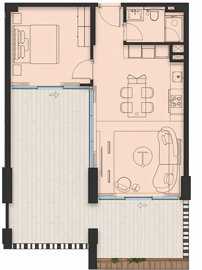 1 bedroom Apartments floor plan at Sea Cliff by Imtiaz