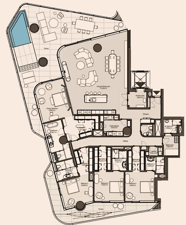 4 bedroom Apartments floor plan at Eywa Way of Water