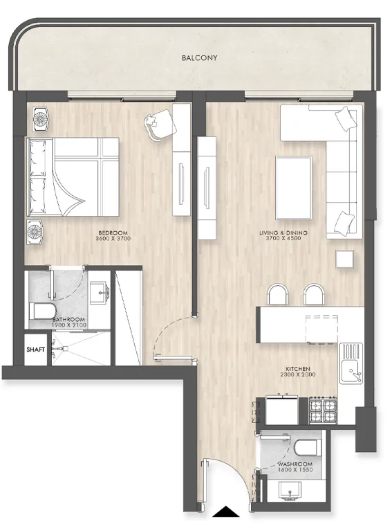 1 bedroom Apartments floor plan at Capital Horizon Terraces