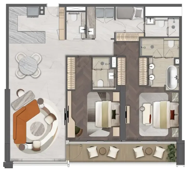 2.5 bedroom Apartments floor plan at Mas Barsha Residency