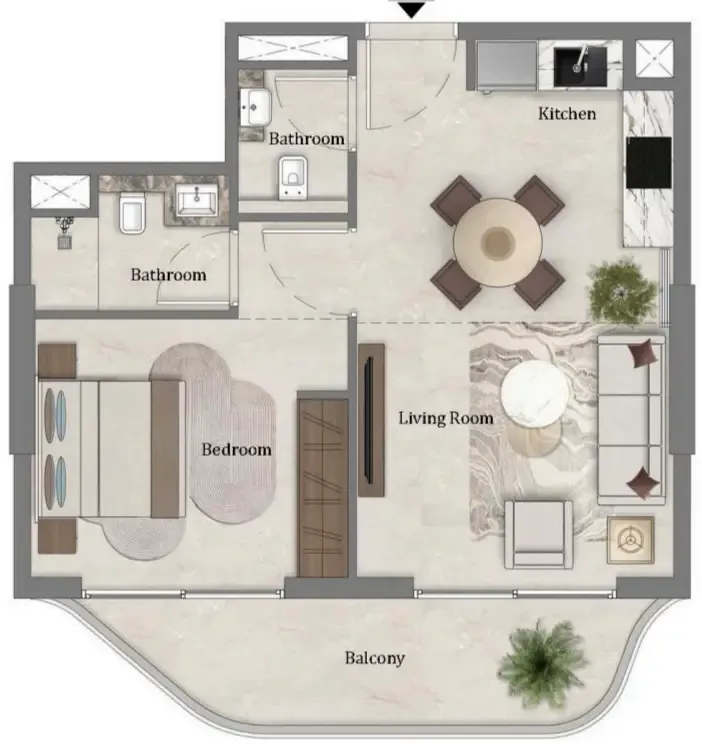 1 bedroom Apartments floor plan at Mirari Lagoon by Zoya