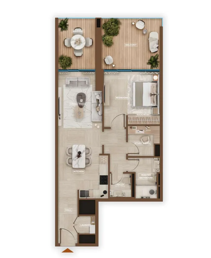 1.5 bedroom Apartments floor plan at Sky Hills Astra