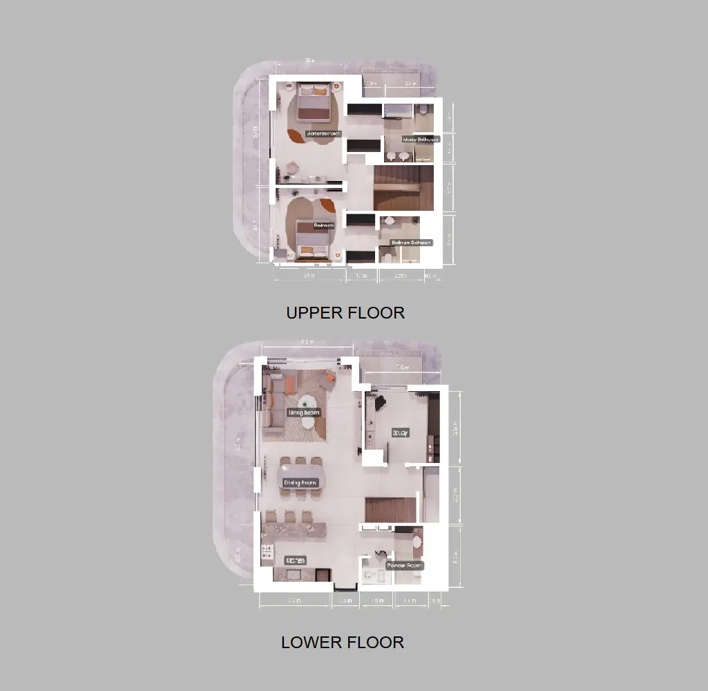 2 bedroom Duplex floor plan at Verdes by Haven